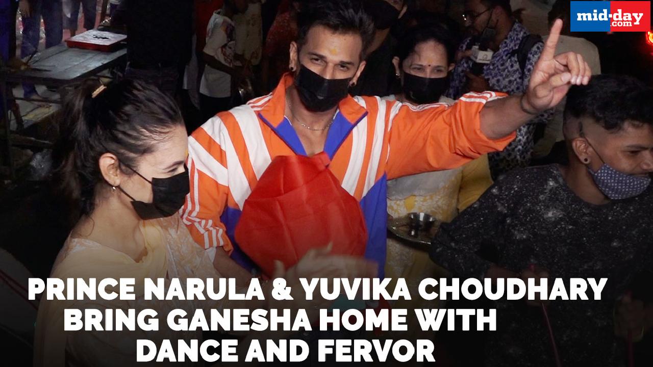 Prince Narula and Yuvika Choudhary bring Ganesha home with dance and fervor 