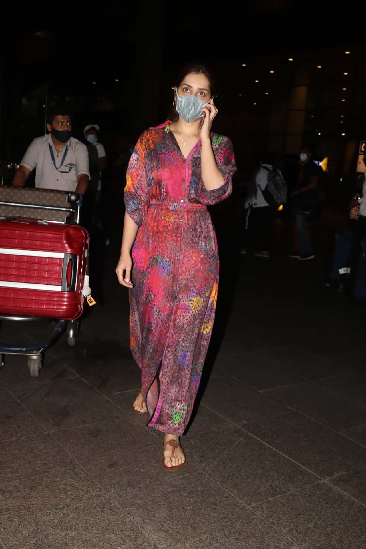 Rashi Khanna sported a tie-dye maxi dress as her airport look.