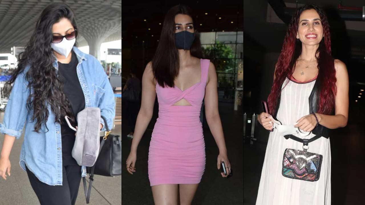 Rhea Kapoor with Karan Boolani, Sunny Leone with family, Kriti Sanon at Mumbai airport