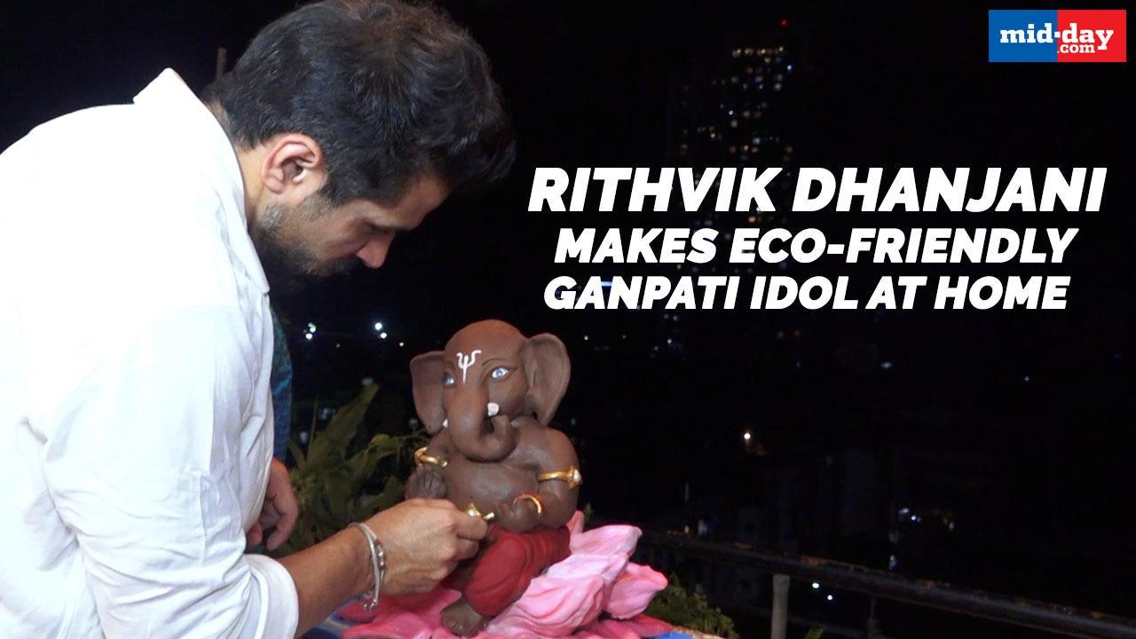 Rithvik Dhanjani makes eco-friendly Ganpati idol at home