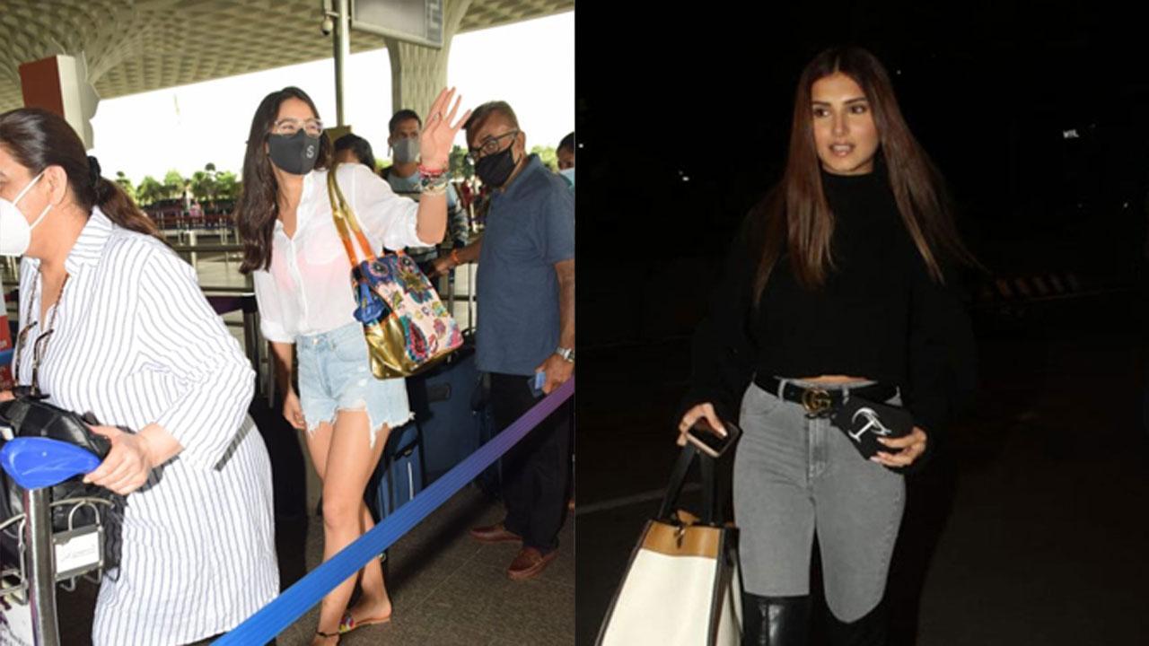 Sara Ali Khan with mother Amrita Singh, Tara Sutaria spotted at the airport