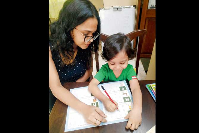 Sheena Martins decided to home-school her son Evan Rozario, 3, as she didn’t want to expose him to excessive screen-time