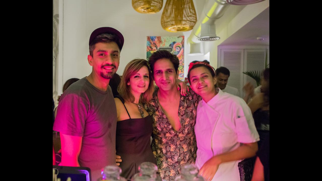 Chefs Maia Laifungbam and Sanchit Behl with Sussanne and Arslan Goni