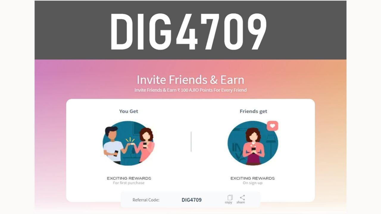 Ajio Invite Code DIG4709 (Free Rs.100 Cash Ajio Referral Code)