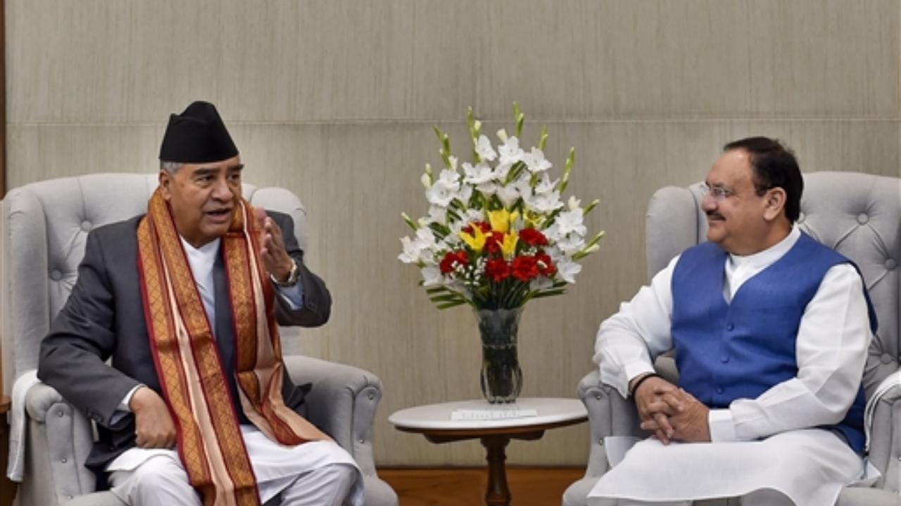 Nepal PM Sher Bahadur Deuba meets BJP President JP Nadda at party headquarters