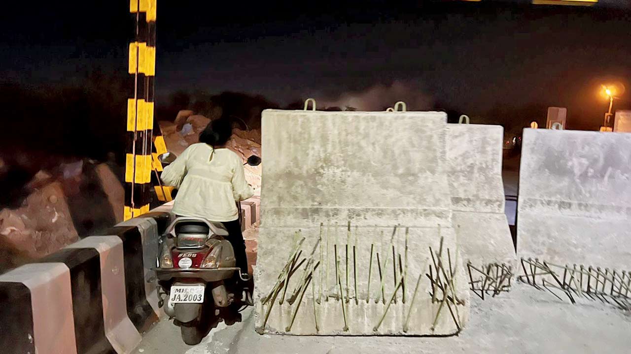 Bikers find a way to squeeze past the barricades