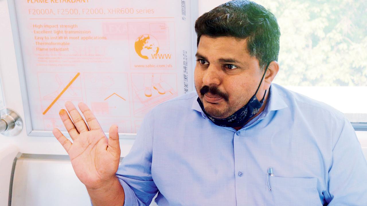 Deepak Chauhan, a commuter on the Metro, on Sunday. Pic/Anurag Ahire