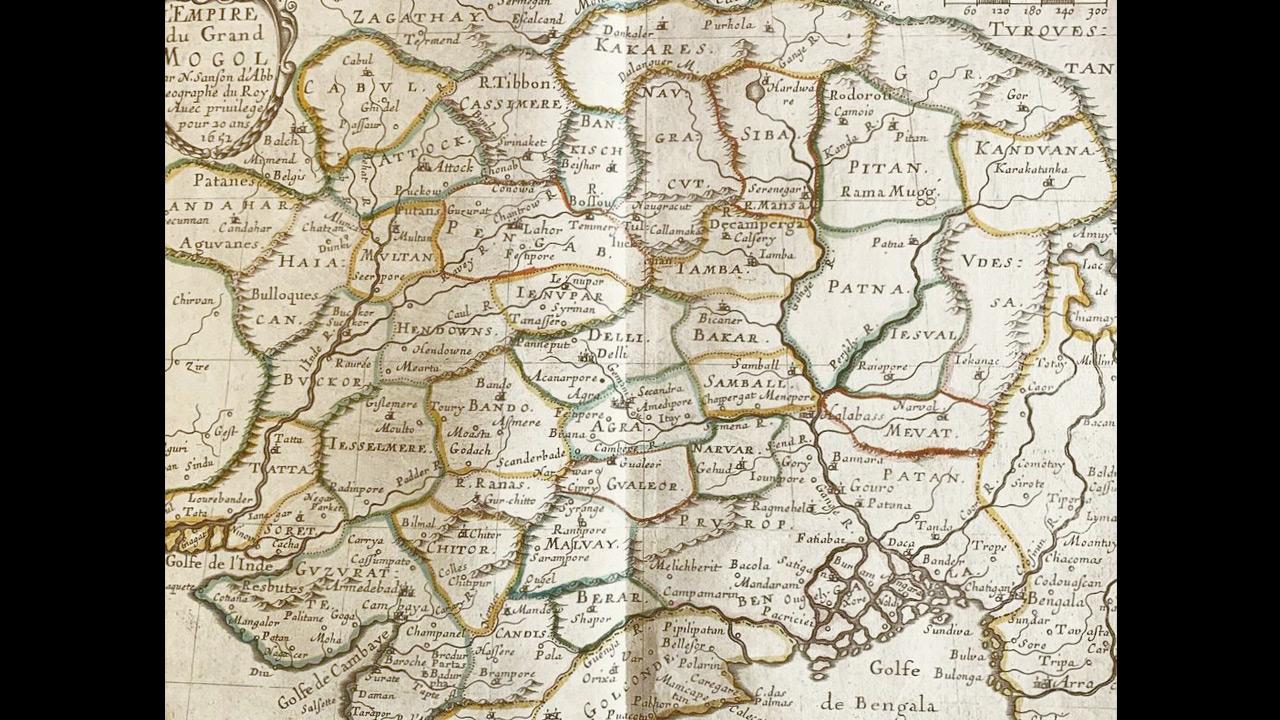 L’empire du Grand Mogol (Map of the Great Mughal Empire) by Nicolas Sanson is the oldest in the exhibition