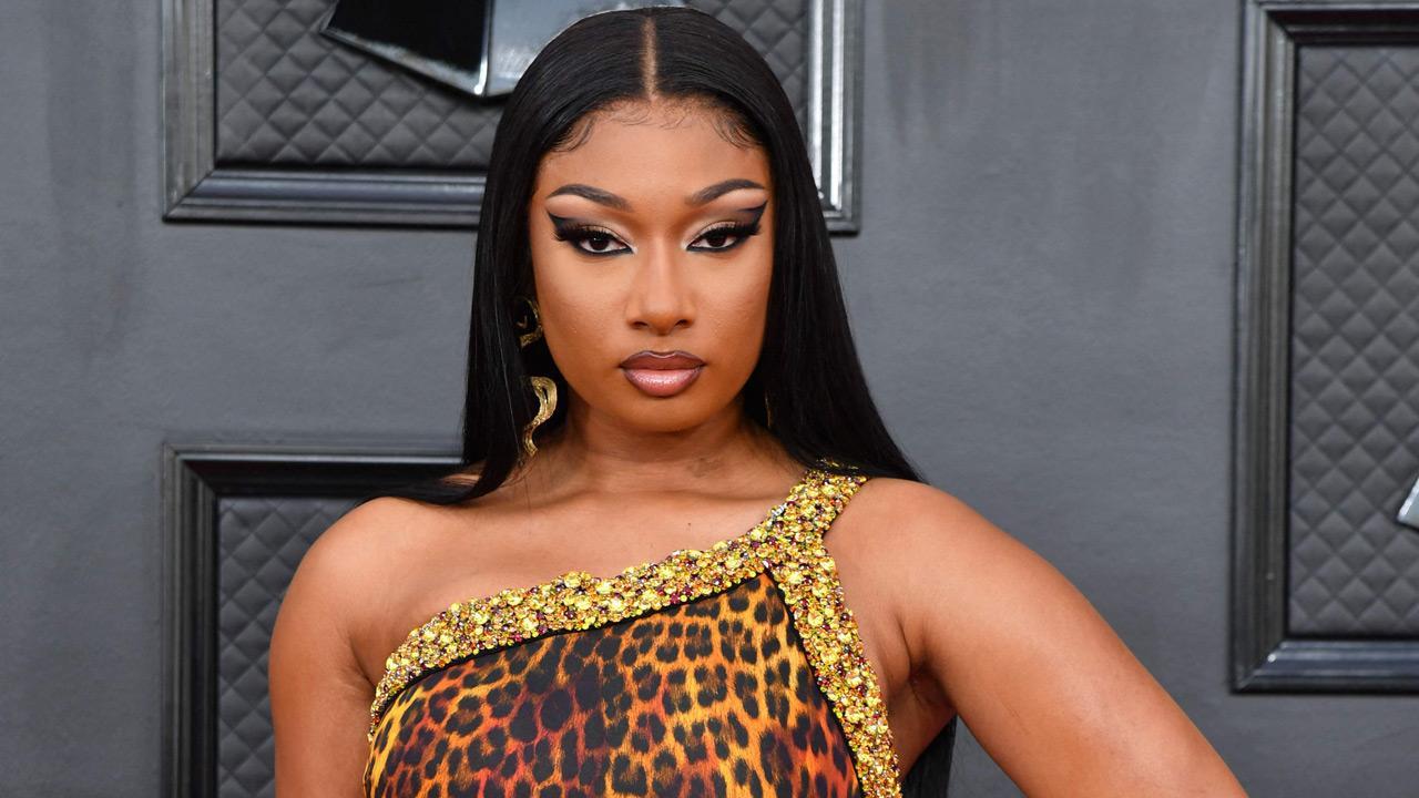 Grammys 2022 Megan Thee Stallion stuns in epic leopard gown on red carpet