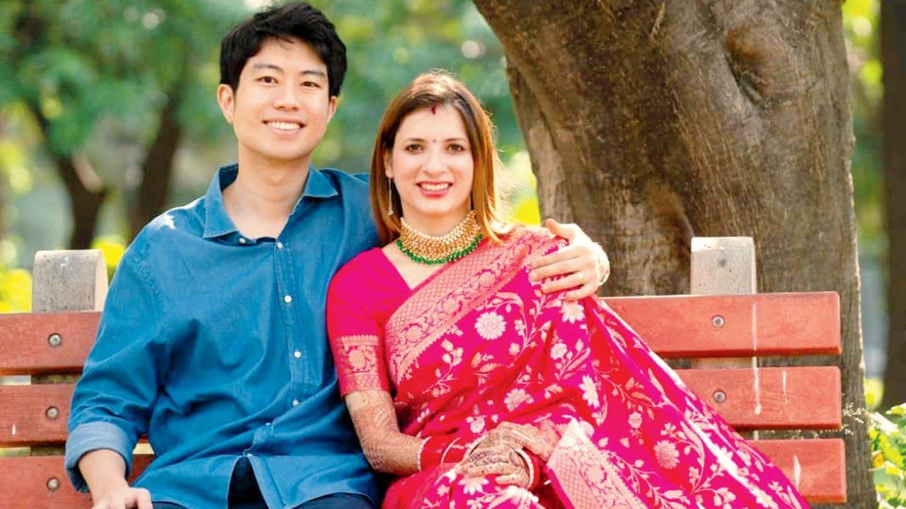 Neha Arora married Jongsoo last year. A content creator, she regularly shares updates about her life in South Korea on her Instagram account  @mylovefrom-korea17, where she has 1,73,000 followers. Just last week, she shared a reel showing her rocking a saree with gajra at her Korean wedding ceremony, which went viral, registering over 16 million views. Pics/Instagram
