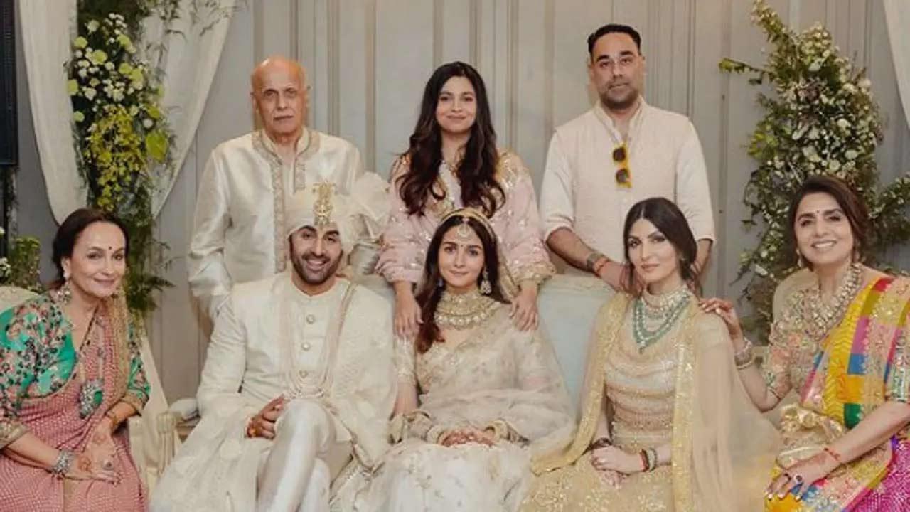 Neetu shares fan art incorporating Rishi Kapoor in Ranbir-Alia wedding picture