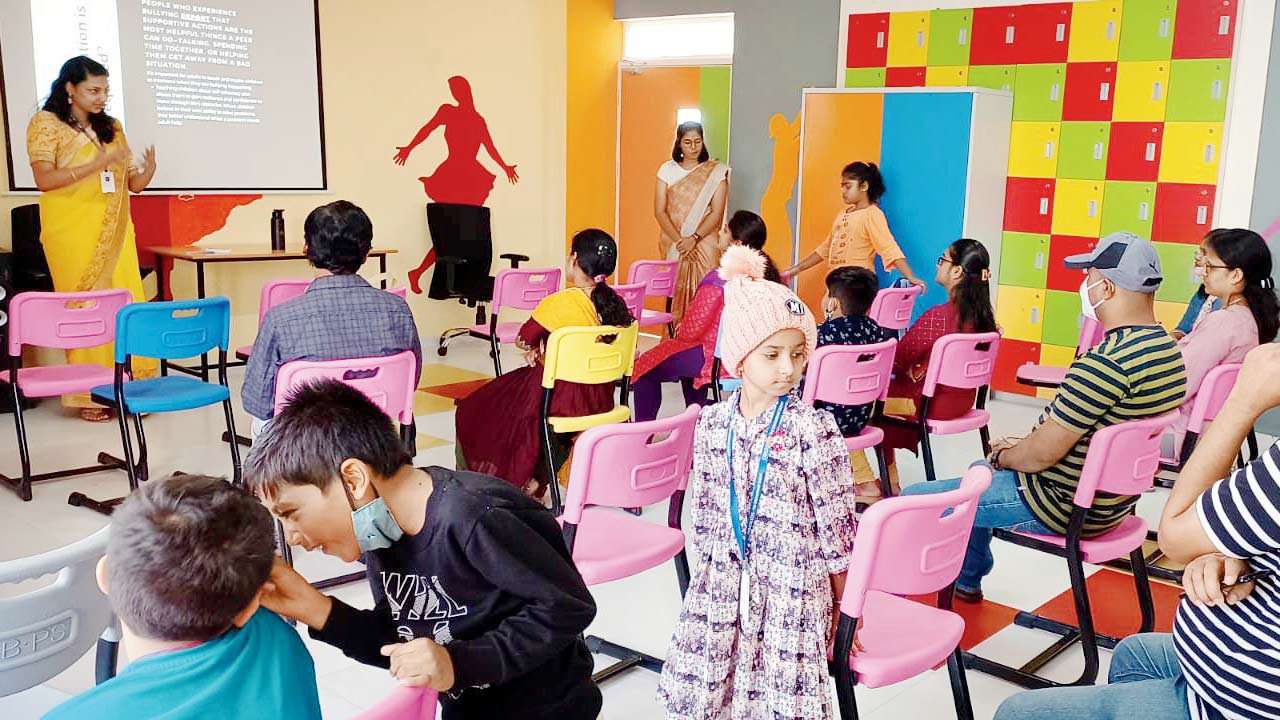 Students attend the workshops on body-shaming and bullying at Orchids The International School