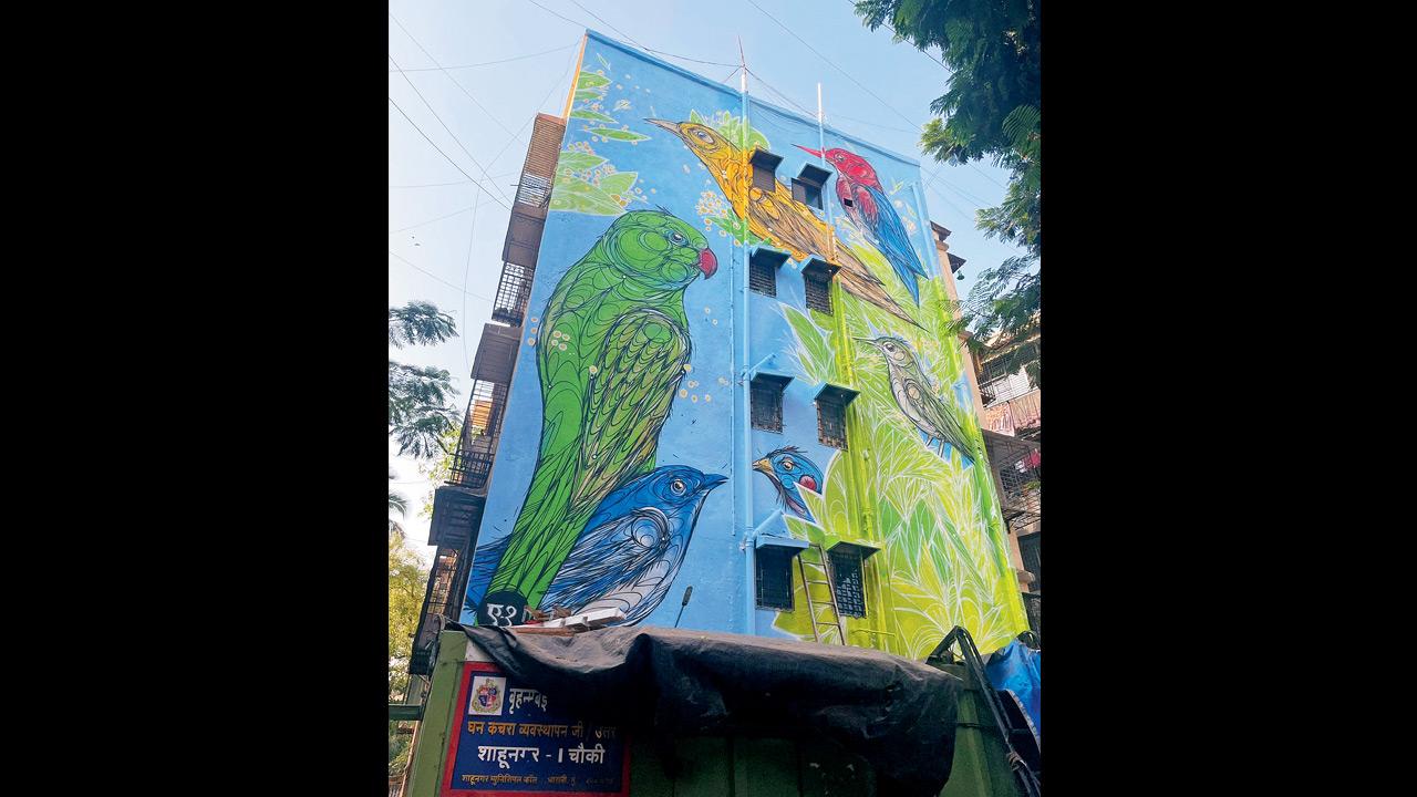 Muralist Dzia’s graffiti at Mahim Art District