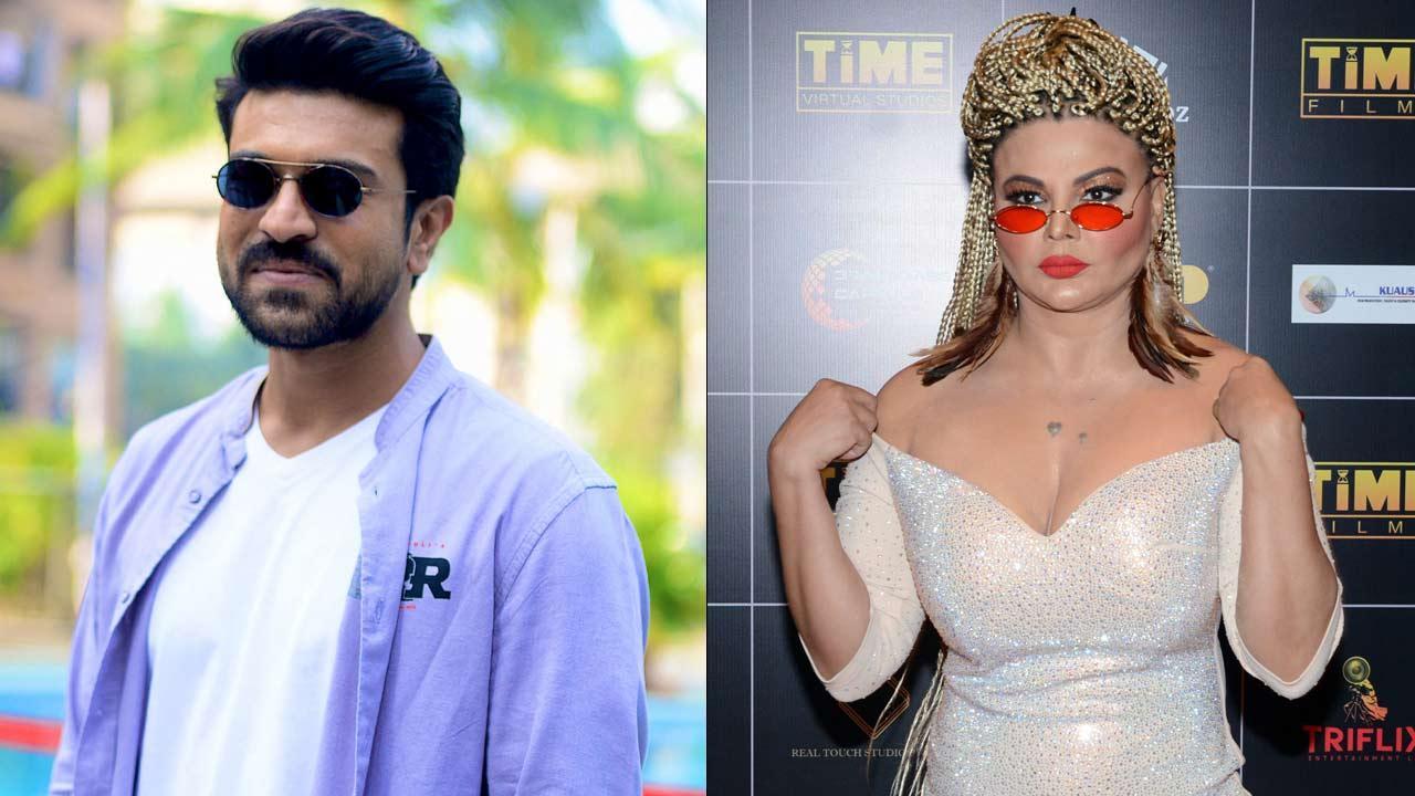 Ram Charan and Jr NTR interacting with Rakhi Sawant goes viral while Karan Johar ignores her