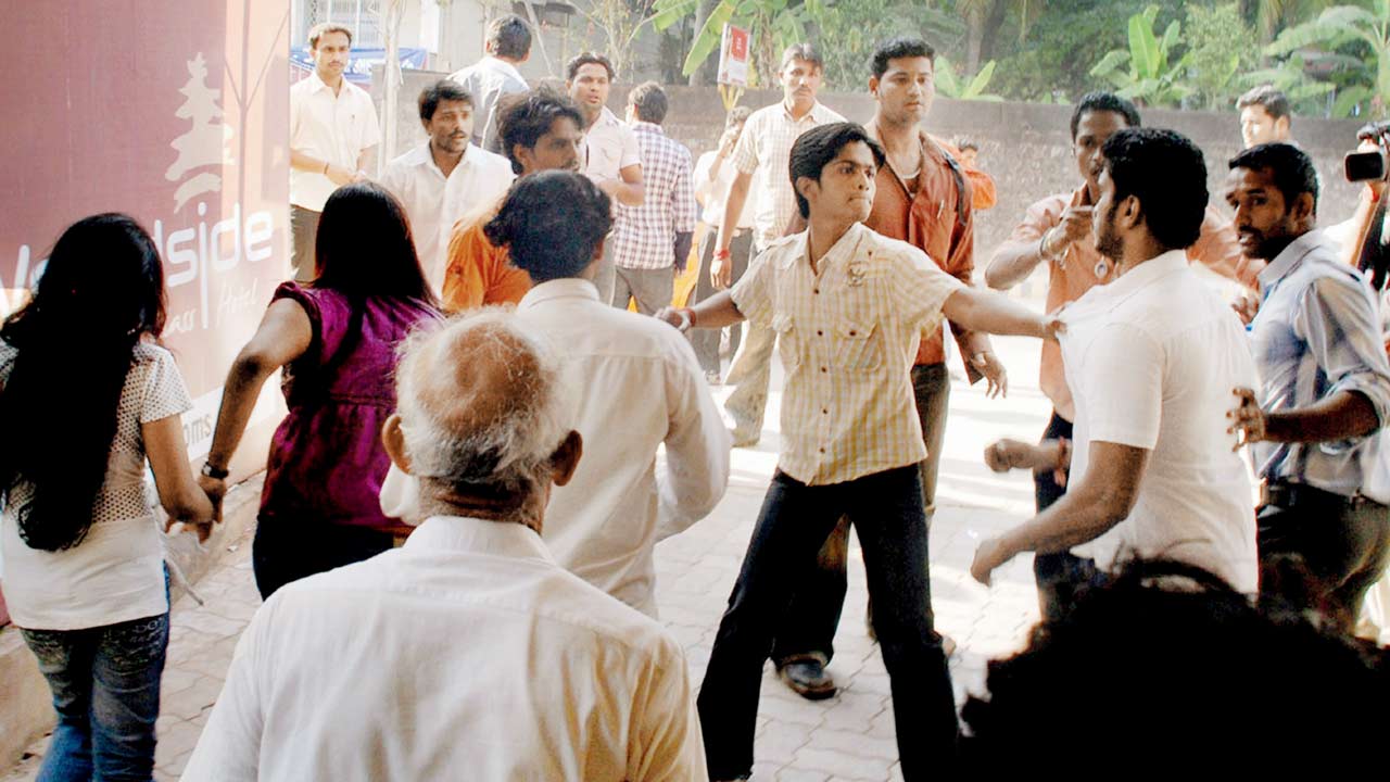 In this file picture from January 24, 2009, members of Sri Ram Sena attack customers at the Amnesia pub in Mangaluru. Pic/Getty Images