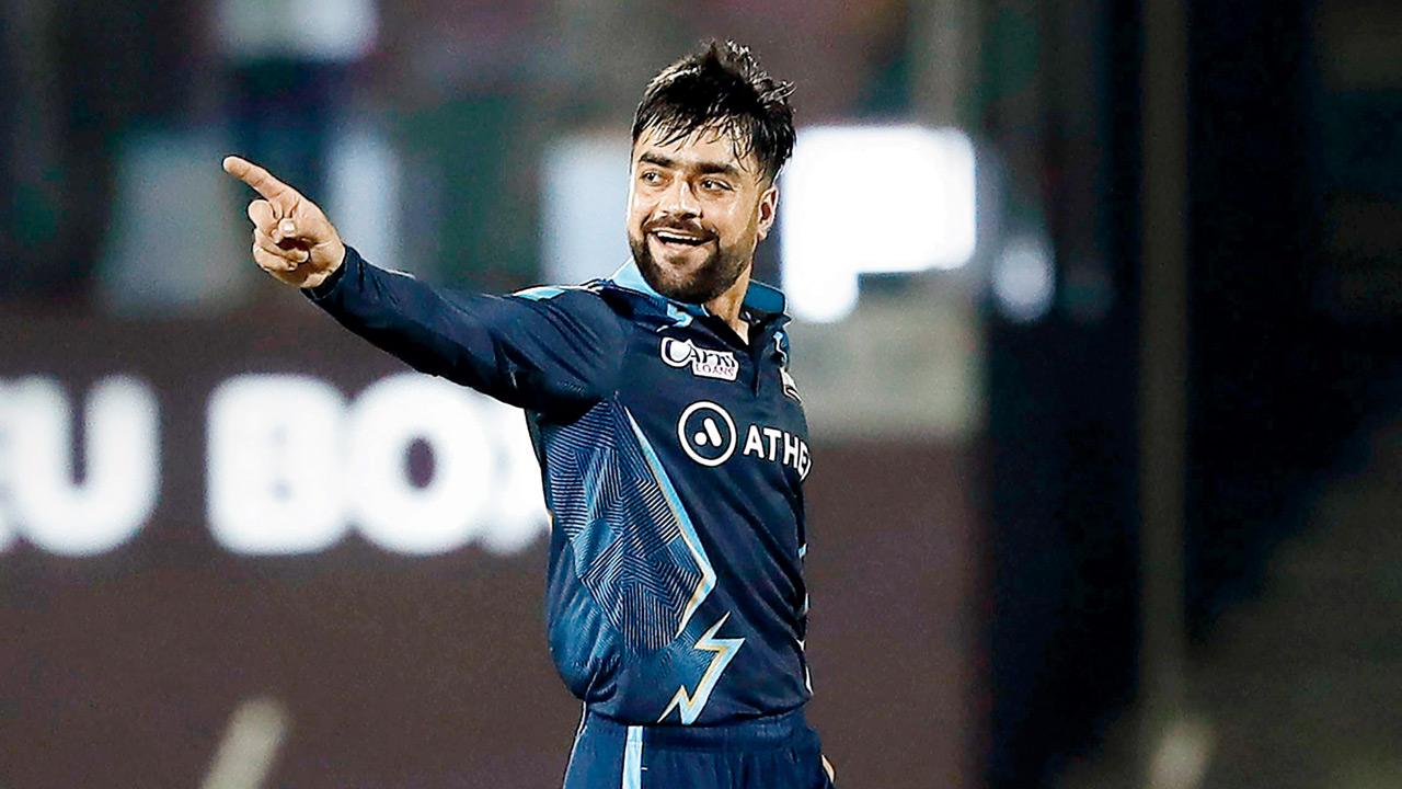 Rashid Khan is pumped up after claiming Shikhar Dhawan’s wicket