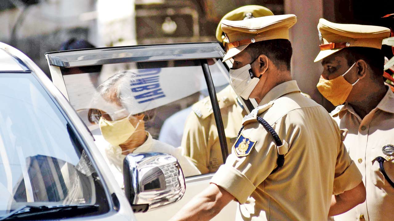 IPS officer Rashmi Shukla leaves Colaba police station after taking his statement on March 15