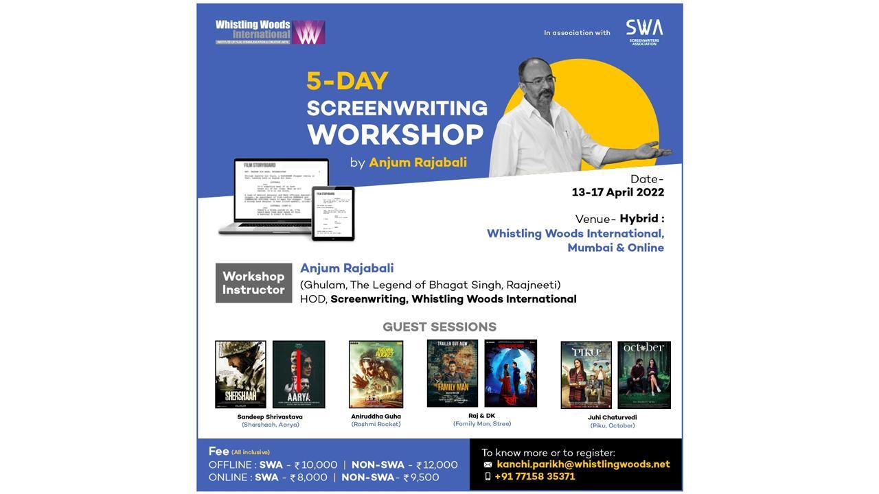 Nurture the screenwriter in you through this 5-day annual screenwriting workshop 