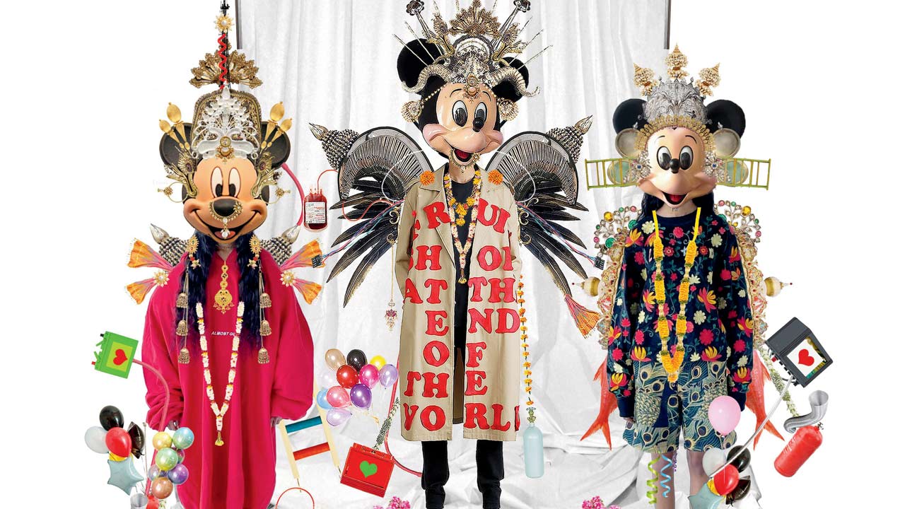 Saim Ghani’s digitally tweaked Mickey models are dressed in the Almost Gods clothing label
