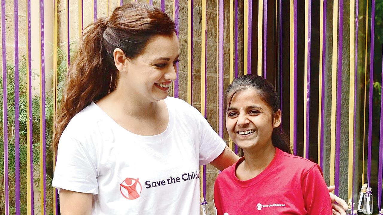 Actor Dia Mirza (left), a supporter of Save The Children, at the launch of the collaboration in Nara Thai, Colaba, on Wednesday. Pic/Bipin Kokate