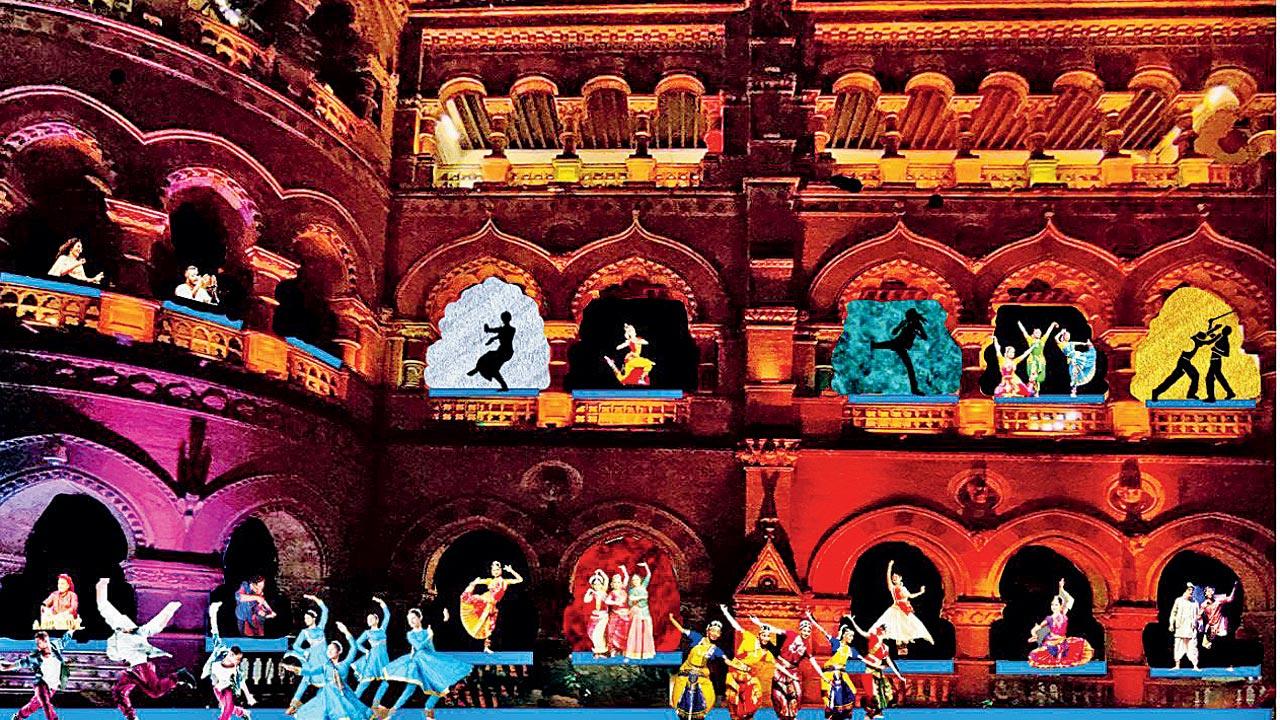 Artistes prepare for the show at CSMT building
