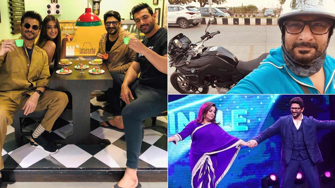 A collage of Arshad Warsi's personal life