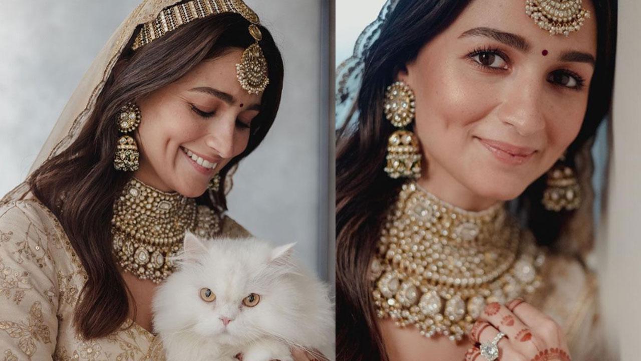 Alia Bhatt flaunts her wedding ring, poses with wedding ring in bridal outfit