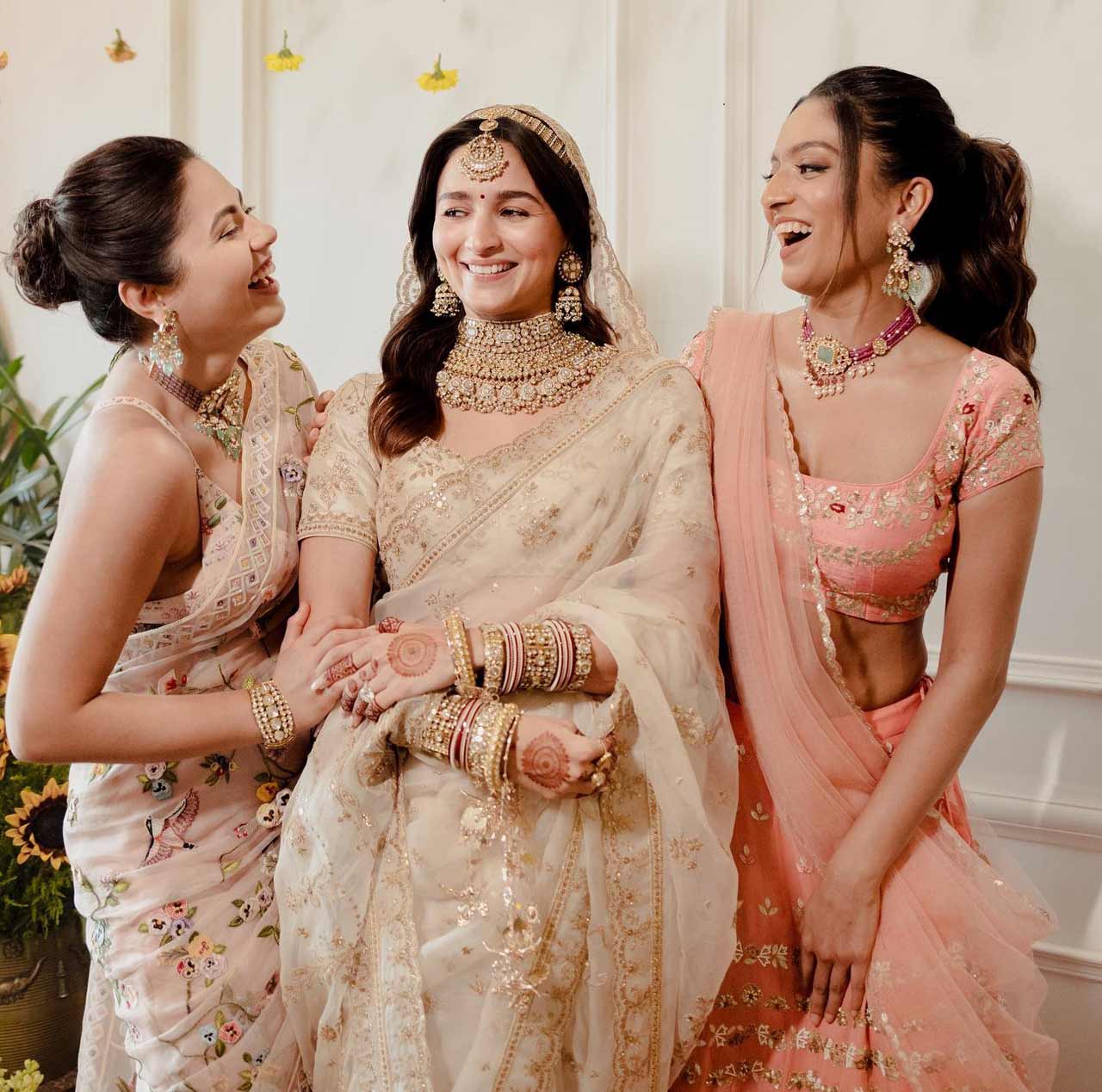 Alia Bhatt has turned bridesmaids to a lot of friends who tied the knot over the years. In picture: Anushka Ranjan and Alia Bhatt with Tanya Saha Gupta.