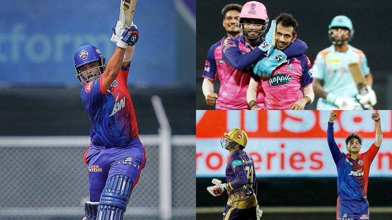 A collage of photos from IPL 2022 matches on Sunday, April 10. Pictures/ PTI