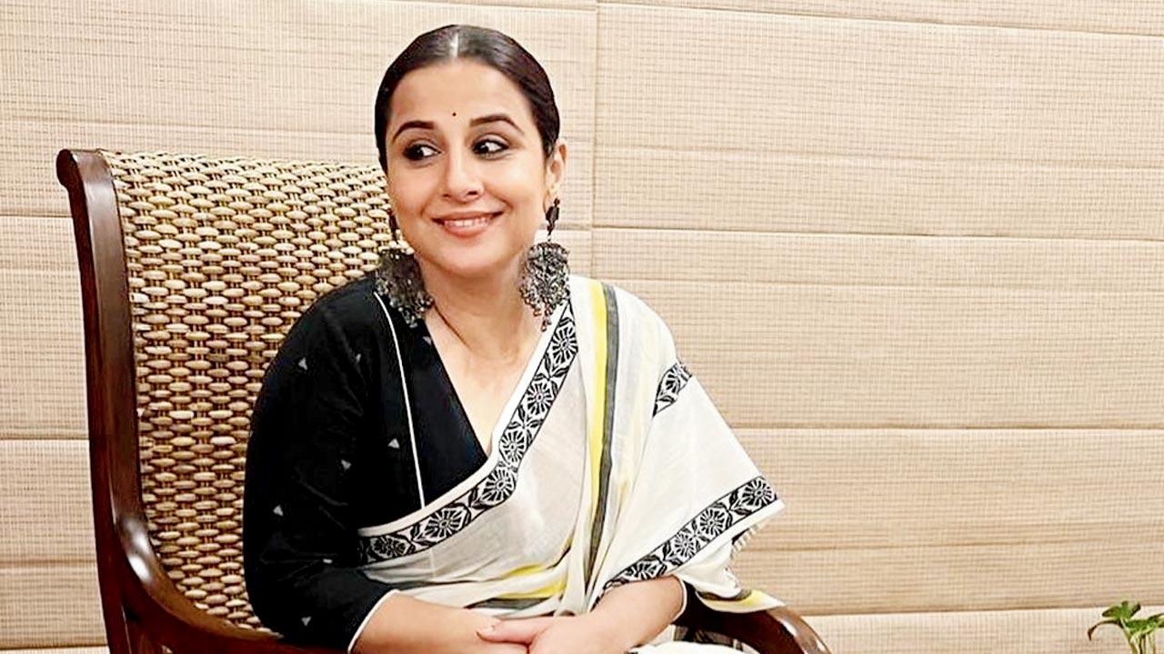 Vidya Balan in Parama’s Sarbajaya saree. Pic/Instagram