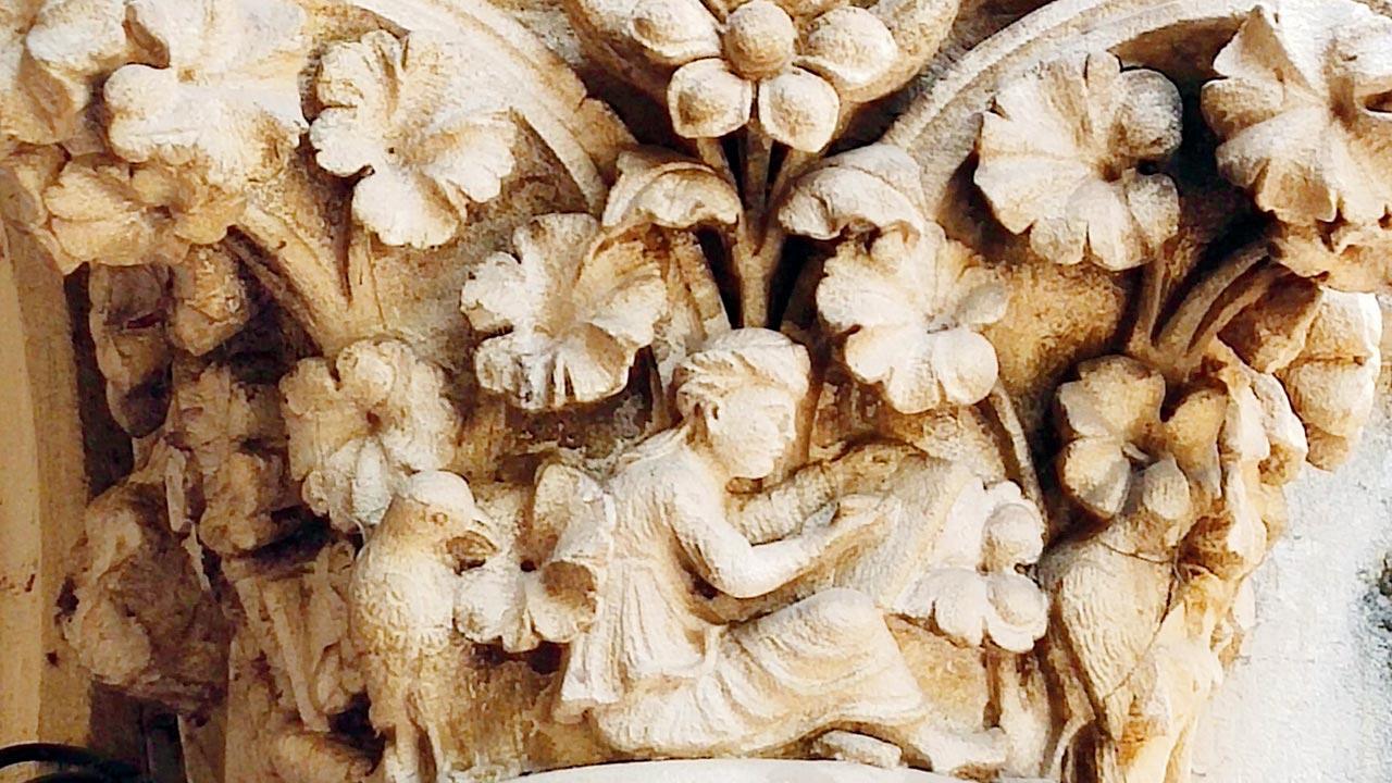 A column depiciting an art student at work