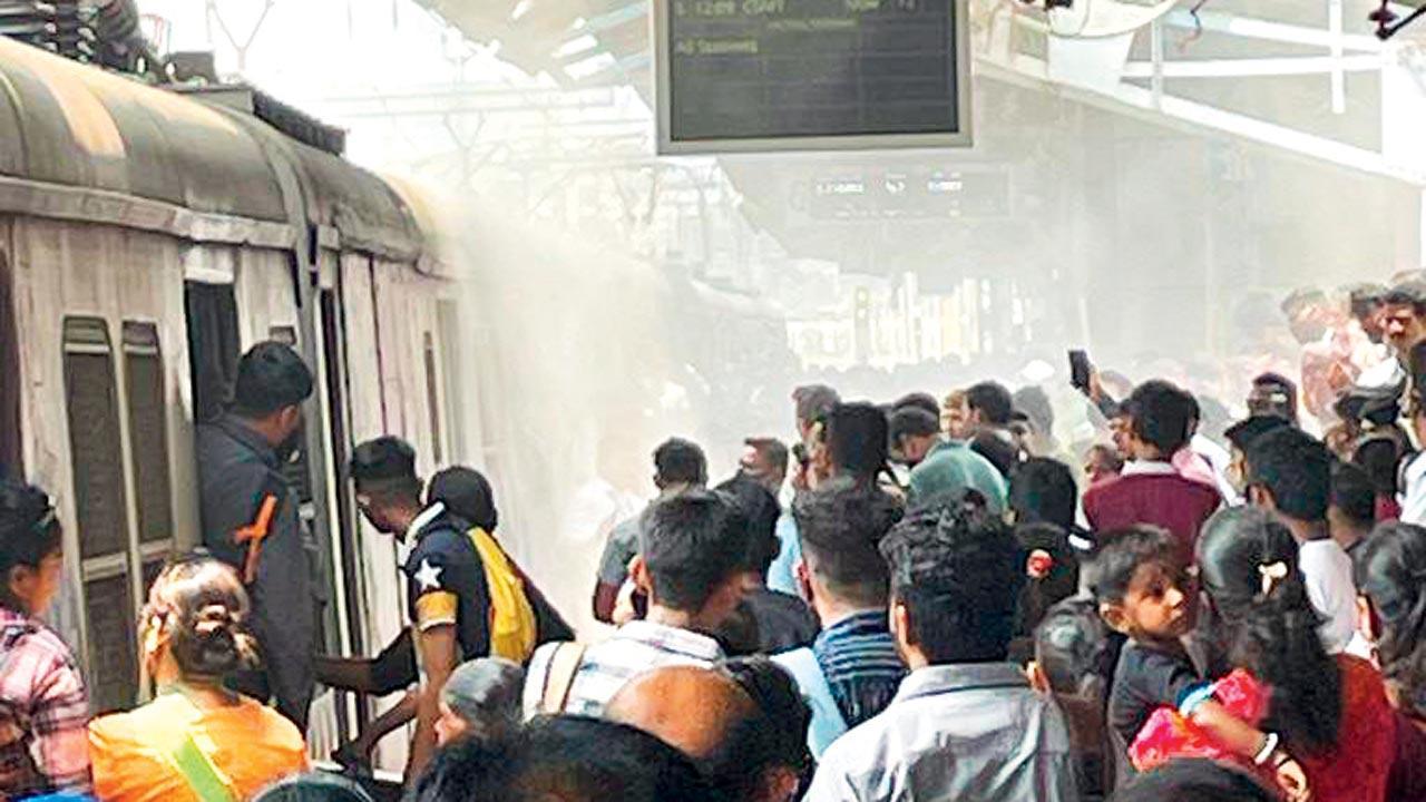 Flames and smoke from local train leads to panic at Thane