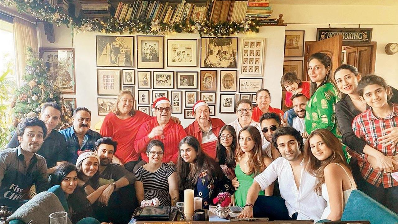 A family photograph taken by the Kapoors, posted on Instagram by Karisma Kapoor, on Christmas in 2020. Pic/Instagram