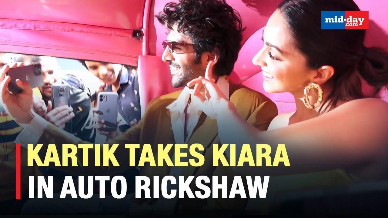 Kartik Aaryan & Kiara Advani Make Stylish Entry In Auto Rickshaw