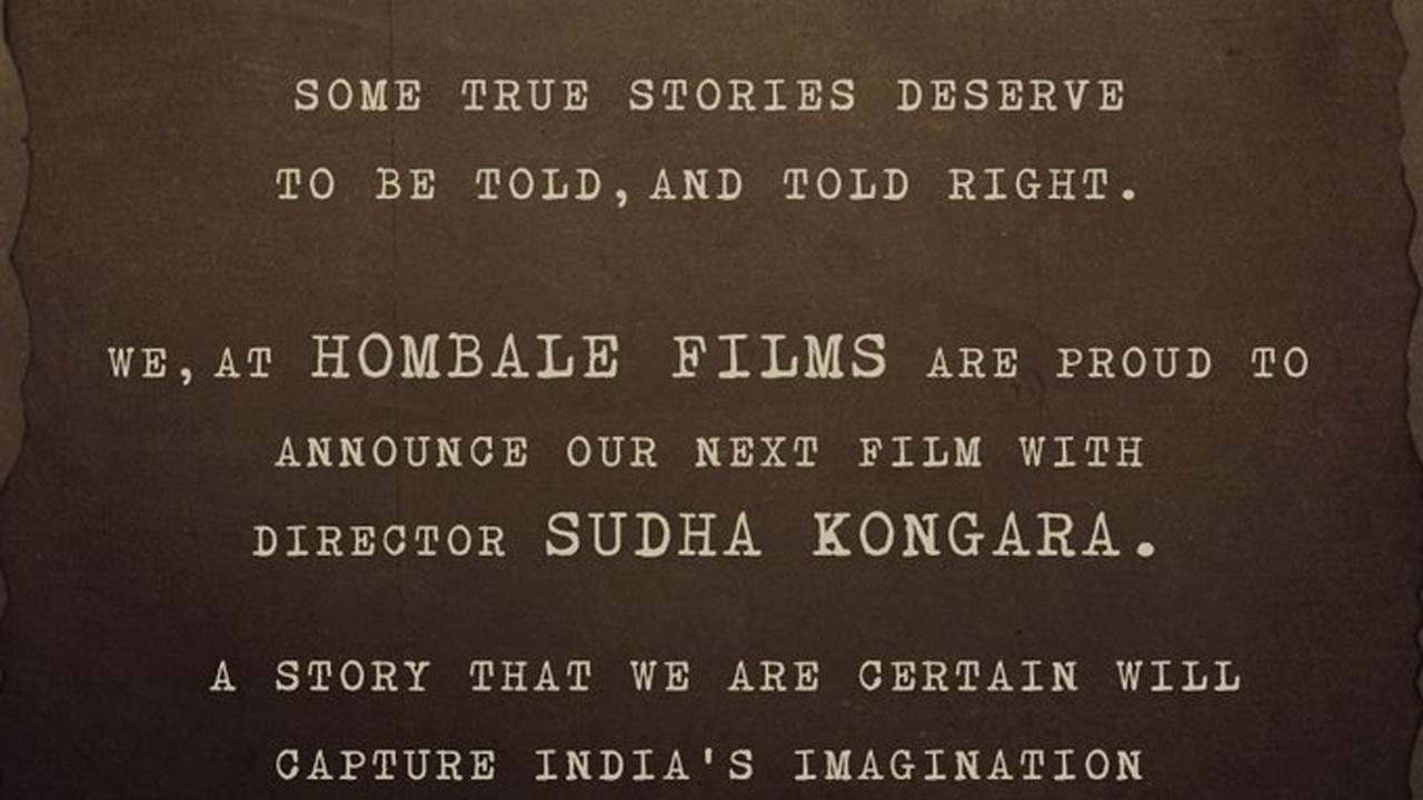 'KGF' makers collaborate with 'Soorarai Pottru' director Sudha Kongara for their next film