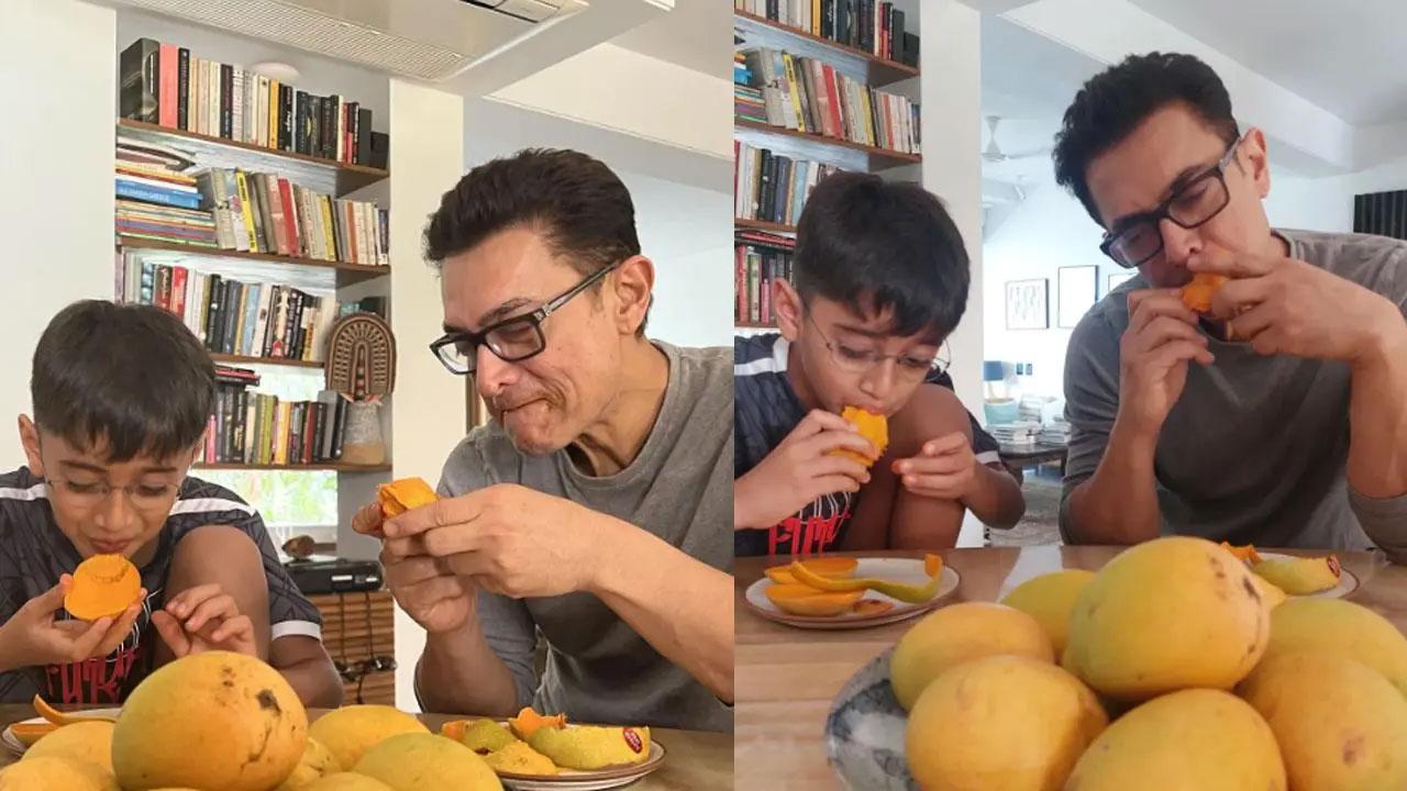 Aamir Khan may be on social media detox but his production house is ensuring the star's fans are treated with his pictures frequently. Aamir Khan Productions shared some pictures of the Superstar and his son Azad relishing some mangoes. Read the full story here