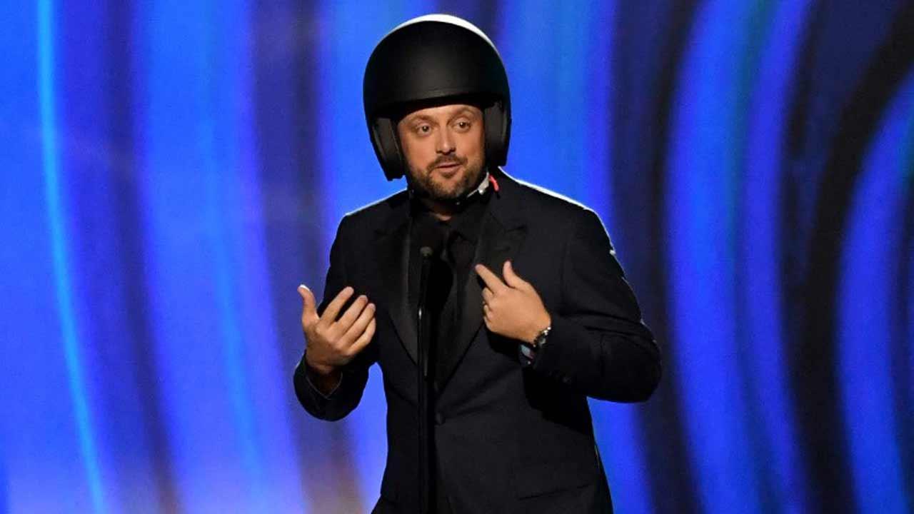 Grammy 2022: Presenter Nate Bargatze wears helmet onstage, jokes on Will Smith slap