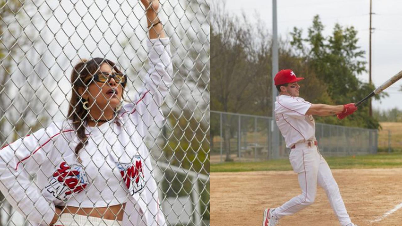 Priyanka Chopra can't take her eyes off Nick Jonas as he plays a baseball match