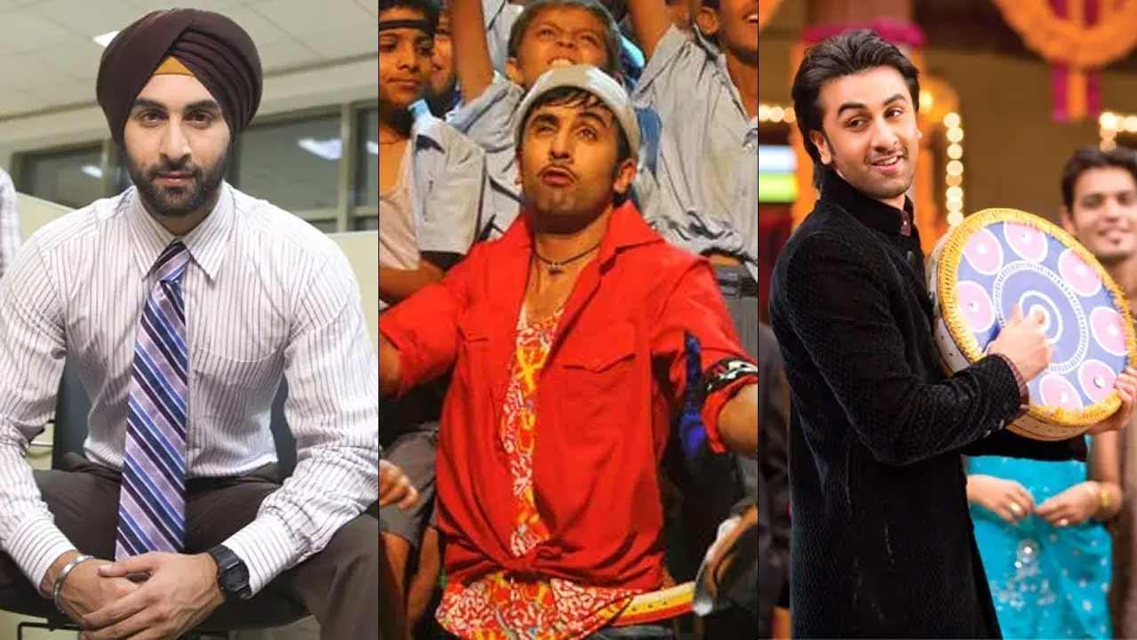 A collage of Ranbir in his different roles