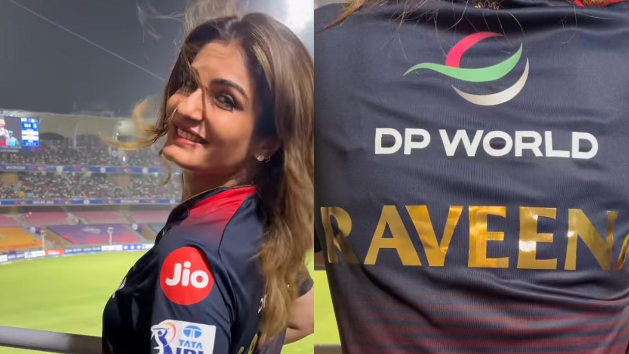 Raveena Tandon brings in KGF cheer to RCB game; dances away with girl gang. See photos