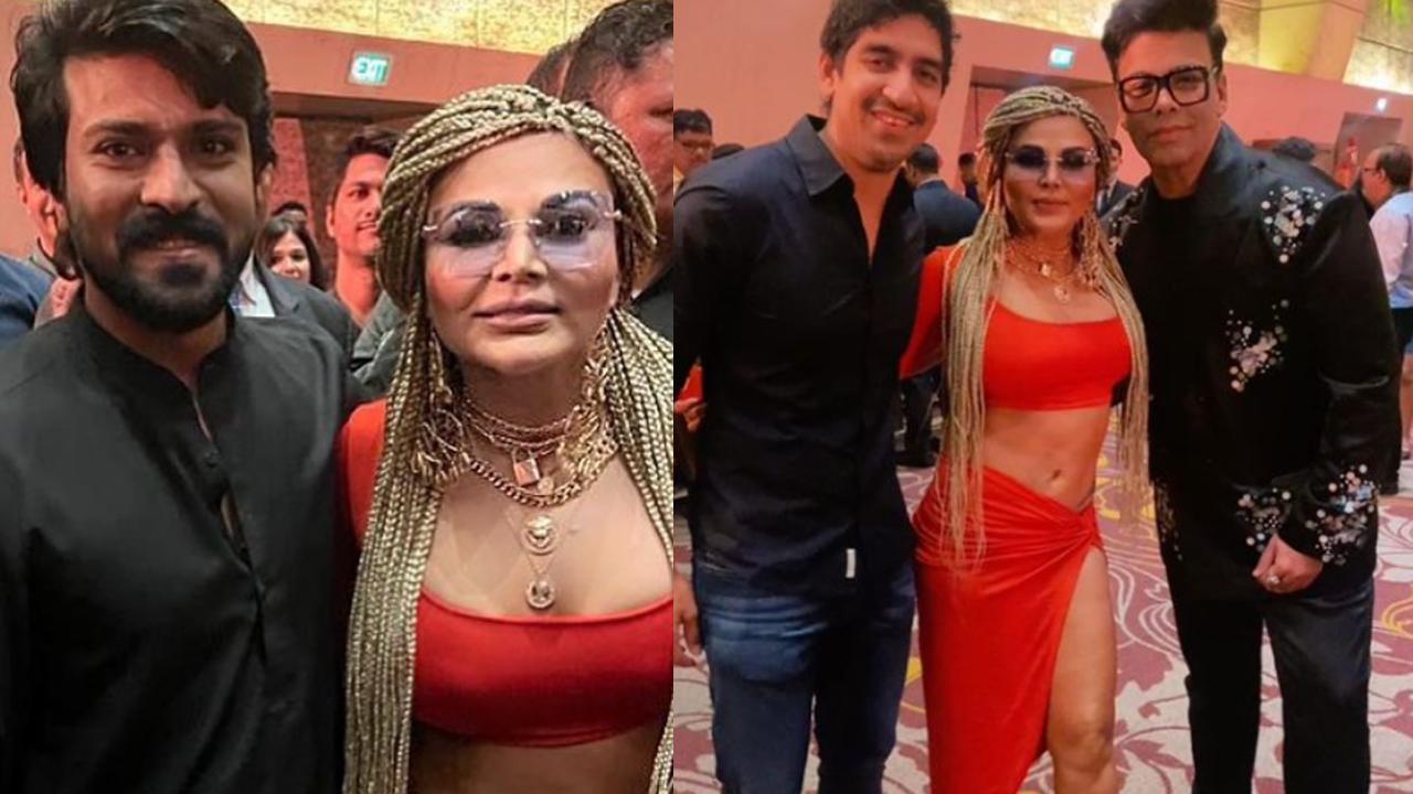 Caught Off-Guard: Rakhi Sawant's awkward and amusing encounter with Ram Charan and Karan Johar at 'RRR' success bash