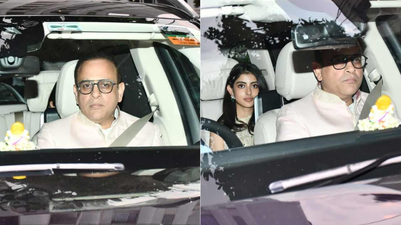 Navya Naveli Nanda with father Nikhil Nanda attend Ranbir-Alia's mehendi ceremony