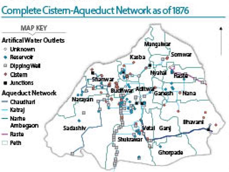 Map of the aqueducts in the Peshwa period. Pic courtesy/Pallavee Gokhale