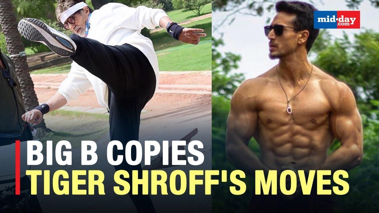 Tiger Shroff Is Overwhelmed As Big B Tries To Imitate His High Kick Abilities