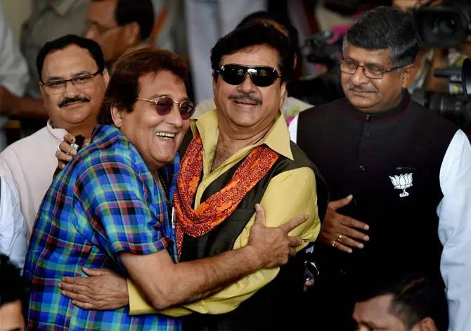 File picture of BJP MP Vinod Khanna with BJP leader Ravi Shankar Prashad, JP Nadda and Shatrughan Sinha at BJP parliamentary party meeting at Parliament House