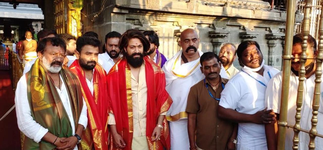Fondly known as the 'Rocking Star', Yash sought blessings of Lord Balaji at the temple in Andhra Pradesh as his much awaited 'KGF: Chapter 2' is all set for an Apil 14 release worldwide. The first part released on December 21, 2018 and was a huge blockbuster. 
