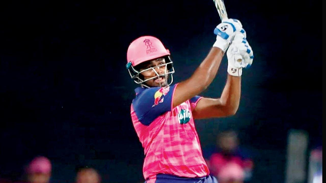 RR skipper Sanju Samson during his 27-ball 55 against Sunrisers Hyderabad recently. Pic/rr@instagram