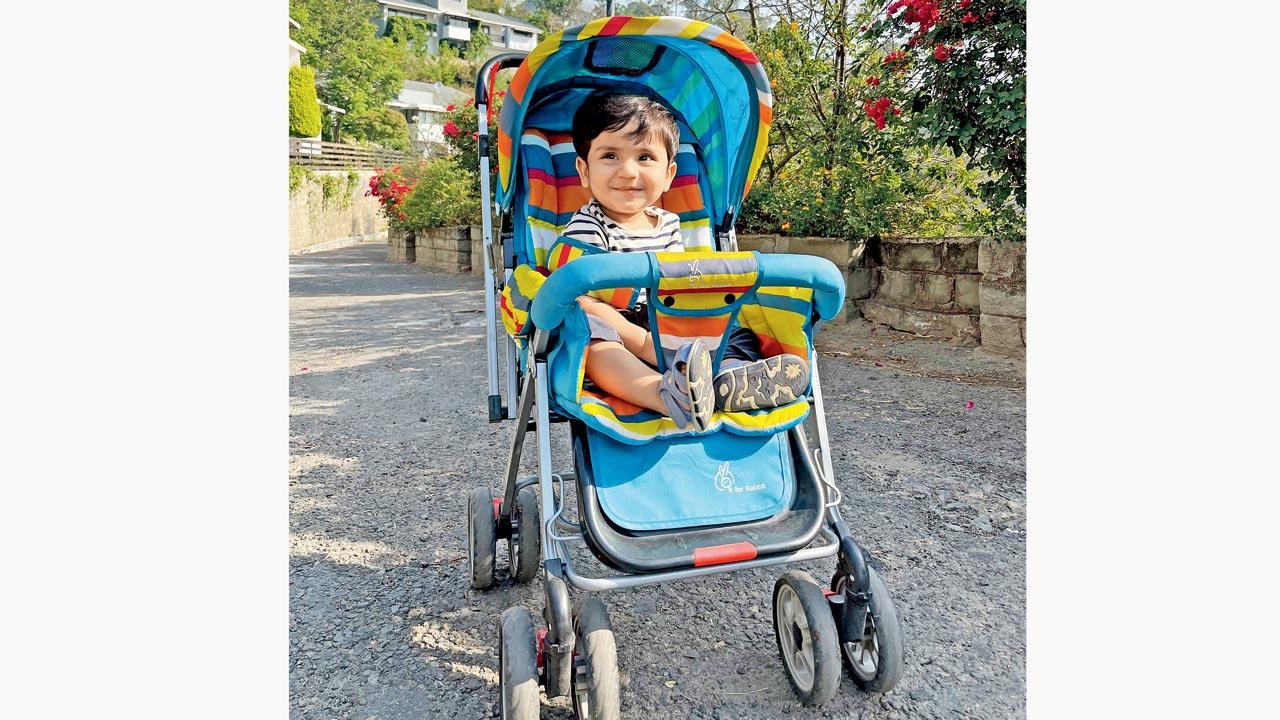 Bhasin’s son in a swapped stroller. She has also swapped toys, cloth diapers, clothes and mommy products