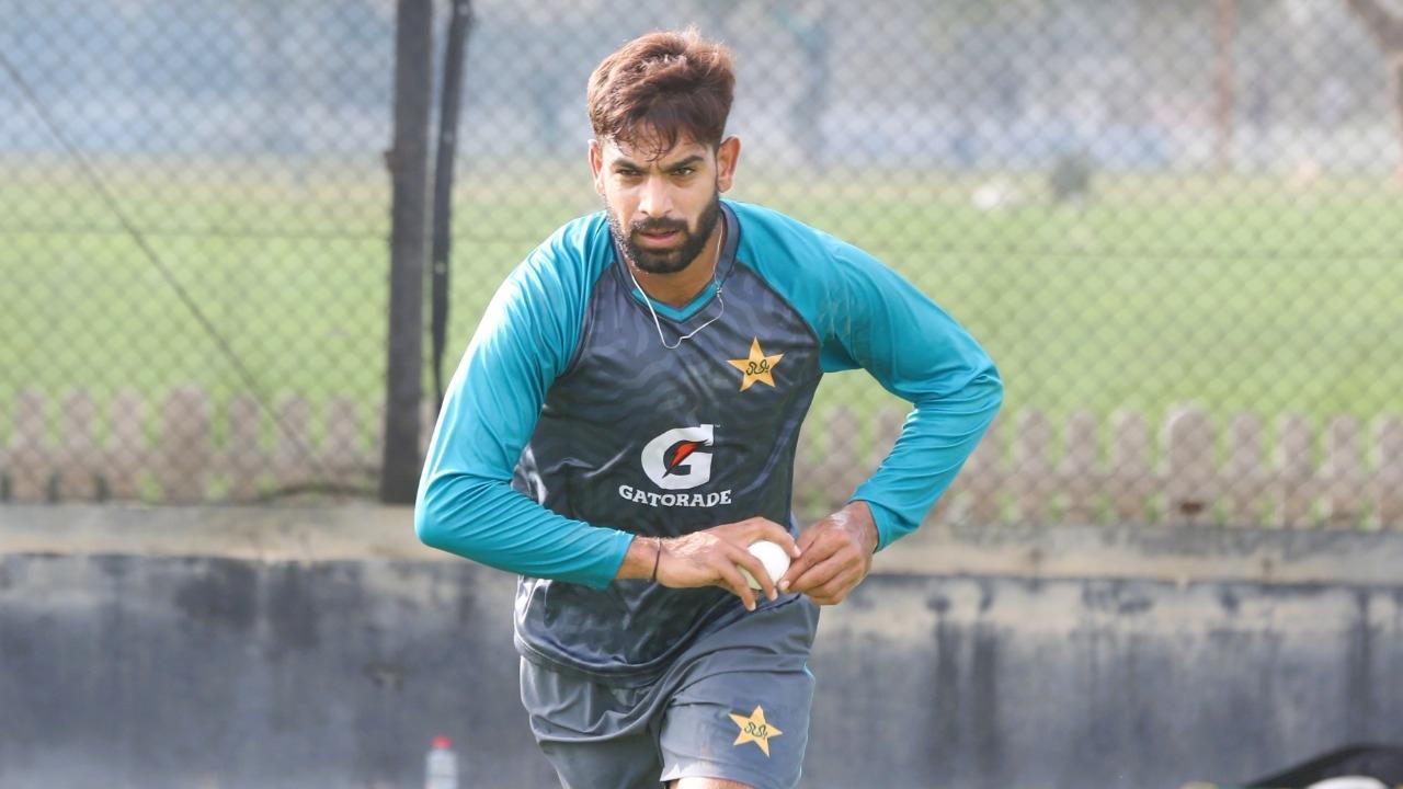 Pacer Haris Rauf gets ready to ramp up the pace in the nets. Pic/ Official Twitter account of PCB