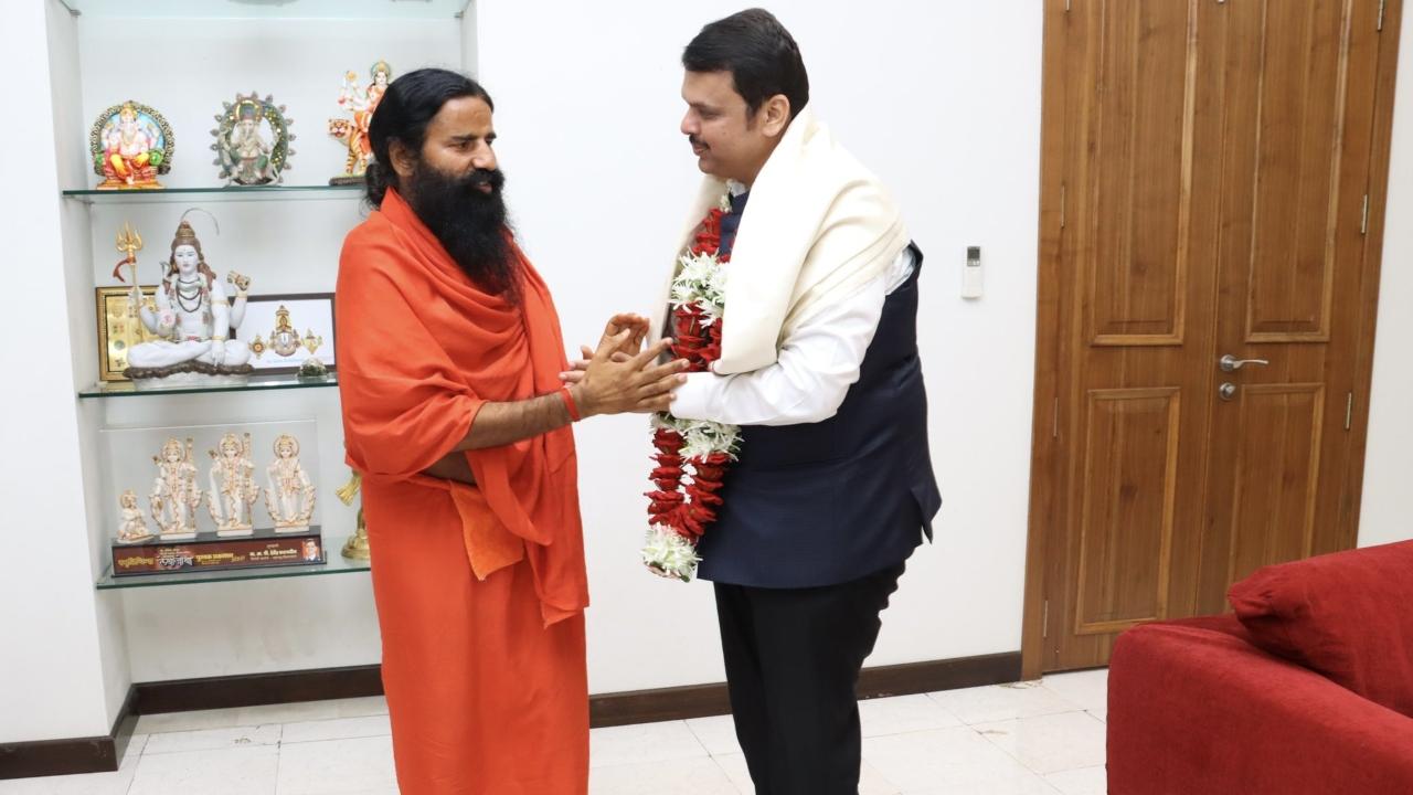 After the meeting Fadnavis had shared the pictures on Twitter, he wrote, As always, blessed to welcome and meet Baba Ramdev at my official residence in Mumbai. Pic- Devendra Fadnavis official Twitter account